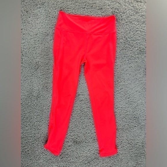 Free People Leggings Womens Medium Activewear Neon Pink Cut Outs Casual Boho Gym - Picture 1 of 4